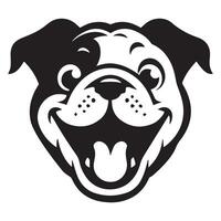 An English bulldog face illustration in black and white vector