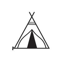 Camping tent Outline design illustration vector