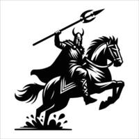 Viking Warrior illustration in black and white vector