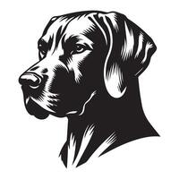 A Stern Vizsla dog face illustration in black and white vector