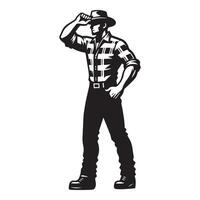 illustration of a A handsome lumberjack in black and white vector