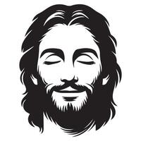 Jesus Sorrowful Expression face illustration in black and white vector