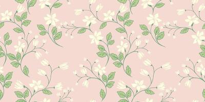 Pastel printing with wild floral stems. Abstract artistic shapes branches with flowers, buds, leaves intertwined in a seamless pattern. hand drawing. Ornament or design, fabric, textiles vector