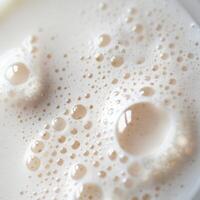 Close-up of bubbles in milk photo