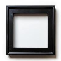 A black picture frame with a white background. photo