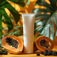 natural papaya piel crema. orgánico productos cosméticos. piel cuidado. foto