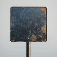 rusty metal sign with four rounded corners and four bolts photo