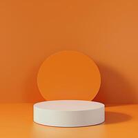 Orange background with a white podium. photo
