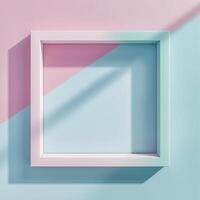 Soft pastel colors background with a frame. Pink and blue. photo