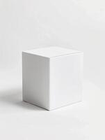 A white cube on a white background photo