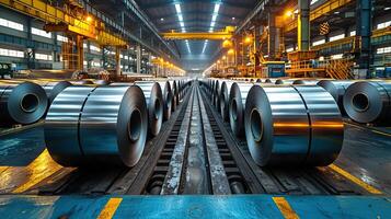 Large rolls of steel in a factory photo