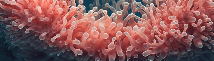 A close up of a pink anemone underwater photo