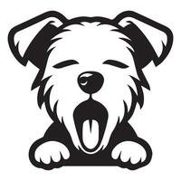 A Sleepy West Highland White Terrier Dog Face illustration in black and white vector