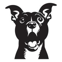 ilustración de un sorprendido Staffordshire toro terrier perro cara en negro y blanco vector