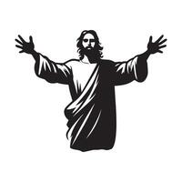 Jesus Resurrection illustration in black and white vector