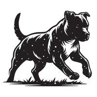 Staffordshire toro terrier jugando en escarcha ilustración vector