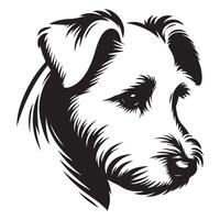 un pensativo Oeste tierras altas blanco terrier perro cara ilustración en negro y blanco vector