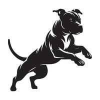 American Staffordshire Terrier Demonstrating Agility illustration in black and white vector