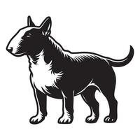 Bull Terrier Standing Pose illustration in black and white vector