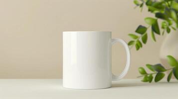 white 11oz mug mockup, aesthetic background photo