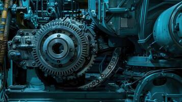 Detailed gears and motors of an industrial robot in front view The inner workings of an industrial robots motors and gears photo