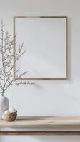 a horizontal thin frame with a blank canvas, clean, white canvas photo