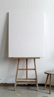 a horizontal thin frame with a blank canvas, clean, white canvas photo