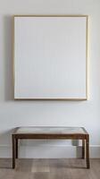 a horizontal thin frame with a blank canvas, clean, white canvas photo