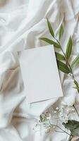 a wedding card lying on a modern nordic minimalistic desk photo