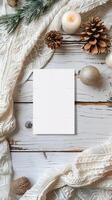 a white blank invitation in portrait 5x7 mockup scene ,with focus on the invitation photo