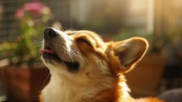 corgi perro siendo arreglado brillante natural Encendiendo foto