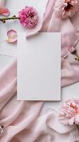 blank mockup, wedding invitation, invitation is 5 by 7 inch, dreamy romantic feel, modern elegance, pops of color photo