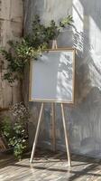 blank Wedding Sign template on easel Mockup, Elegant Frame Table Sign Mockup, professional photography photo