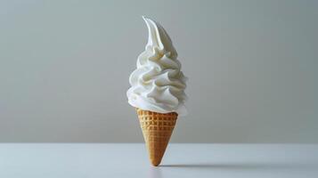 White ice cream cone, plain solid background commercial photography photo