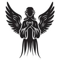 a blessing angel illustration in black and white vector