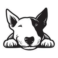 A Relaxed Bull Terrier Dog Face illustration in black and white vector