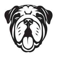 A Sleepy bulldog face illustration in black and white vector