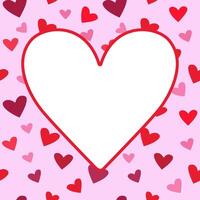 un en forma de corazon marco tachonado con papel picado de corazones. San Valentín día. linda en forma de corazon marco con espacio para texto. ilustración vector