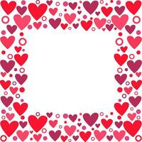 Rectangular frame with hearts. Red and pink confetti in the shape of hearts forming a rectangular frame. It is used as a design element for Valentine's Day. Stock illustration. illustration vector