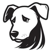 A Sad West Highland White Terrier Dog Face illustration in black and white vector