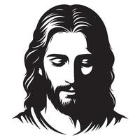 Jesús compasivo mirada ilustración en negro y blanco vector