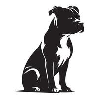 AmStaff Dog - Thoughtful AmStaff in Introspective Pose illustration vector