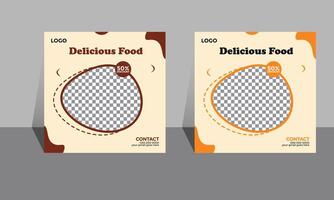 Delicious food template design and social media post. vector
