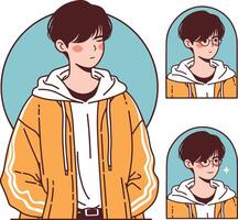 Cute boy character illustration vector