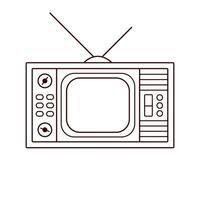 Vintage TV pop in line art style. Old tube television. illustration isolated on a white background. vector