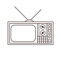 Vintage TV symbol in outline style. Web sing for design. illustration isolated on a white background. vector