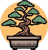 Japanese Bonsai tree illustrations vector