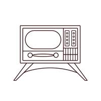 Retro TV icon in line art style. Vintage electronic device. illustration isolated on a white background. vector