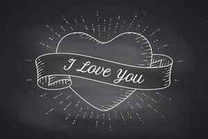 Old ribbon with message I Love You vector