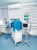 Clinical emergency hospital intensive room. Healthcare recovery emergency ward. photo